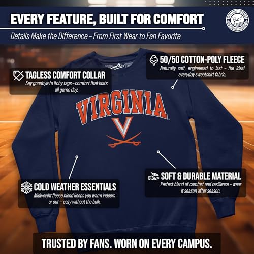 Image of NCAA College Sweatshirt Fleece Crewneck Pullover for Men and Women | Officially licensed NCAA college gameday crewneck pullover - 9 oz fleece lined sweatshirt with arch and logo design