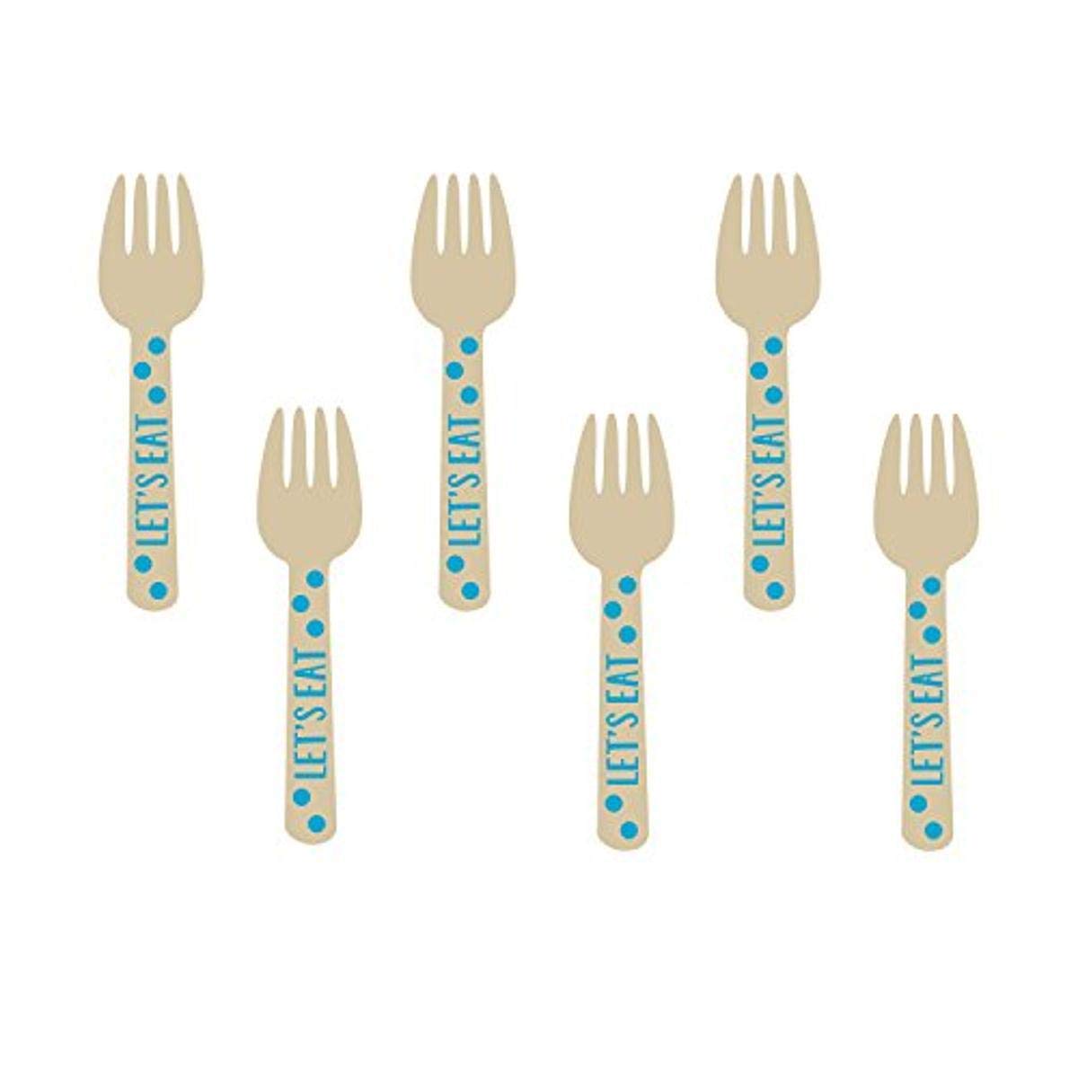 Amscan 433001 Mini Wooden Forks ? Blue, Multicolor
