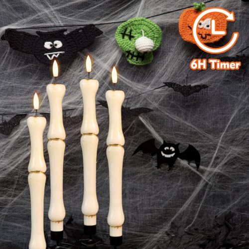 Image of GenSwin Bone Flameless Taper Candles Battery Operated with 6H Timer
