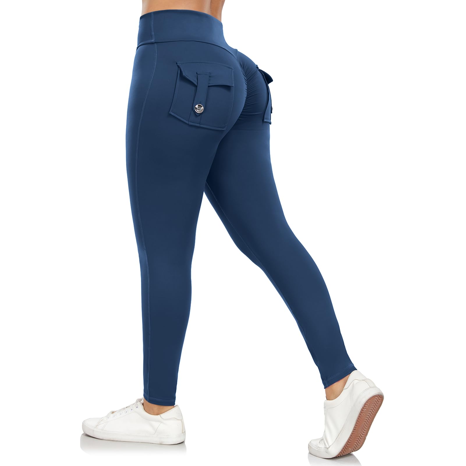 Aerides Leggings deportivos para mujer con bolsillo trasero, opacos, pantalones cargo para yoga, cintura alta, leggings largos para gimnasio, yoga