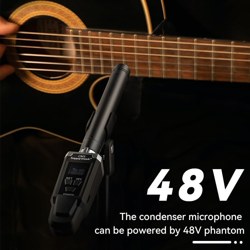 heppymusic Wireless XLR Microphone Transmitter and Receiver UHF, 16 Channels XLR Mic System,Rechargeable Adapter for Dynamic&48V Condenser Mic Audio Mixer, Electric Guitar Bass, 164ft Range