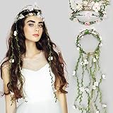BETESSIN Diadema de Corona de Flor con Cinta de Flor, Diadema Boda Guirnalda Flores Boho, Diadema Floral de Guirnalda, Diadema Bohemia Flores, Banda Mano Boda Flor Corona para Niñas Novias