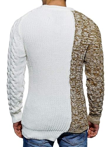 Taoliyuan Men's Pullover Sweaters Winter Ribbed Knitted Color Block Comfort Stylish Twisted Long Sleeve Sweater2