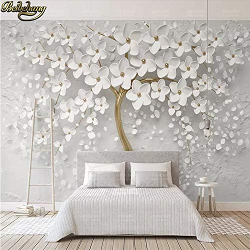 Image of Avikalp Exclusive AWZ0336 3D White Bloom Flower Tree Nature Background HD 3D Wallpaper(152cm x 121cm)