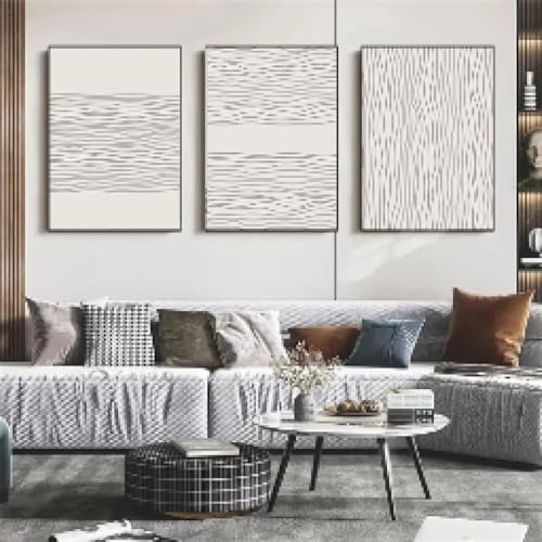 Affiche minimaliste abstraite beige et noir sur toile de salon 80x110cm