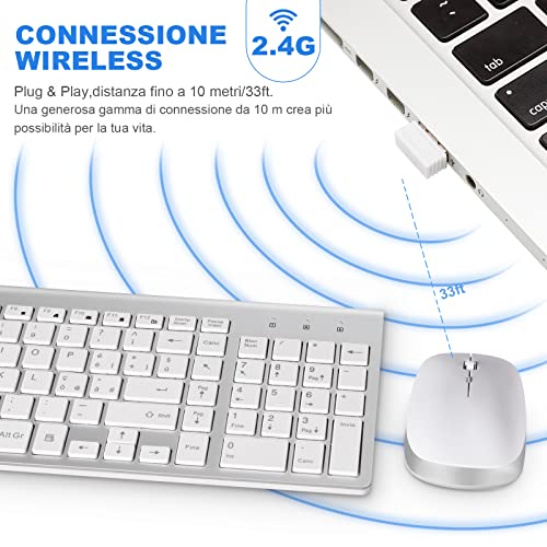 Tastiera e Mouse Wireless, Compatto Ergonomia