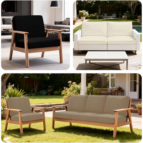 Image of BIETYONE 4Pcs Patio Stretch Cushion Covers,Outdoor Sofa Replacement Cover Slipcovers for Patio Furniture Cushion Covers, Washable Reusable Furniture Protector