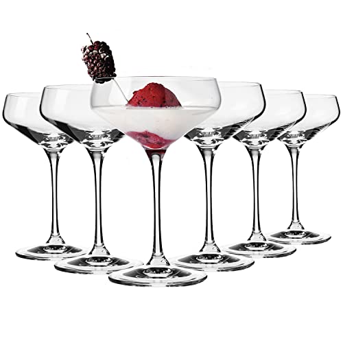 Krosno - Cocktail- und Champagnergläser | 6er Set | 230 ml | Avant-Garde Kollektion | Perfekt Klar, Geschenkidee, Geeignet für Cocktails, Bleifreies Glas, Perfekt für Zuhause, Restaurants oder Parties