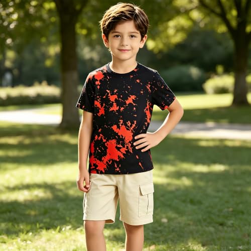 Image of Boys Tie Dye Shirts 3-12 Years Hippies Crewneck Kids Short Sleeve Tee | Boys Tie Dye Shirts
