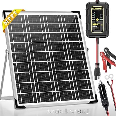SUNAPEX 15W MPPT Solar Battery Charger Maintainer, 12V Waterproof Solar Panel Trickle Charger with MPPT Controller for Car, Motorcycle, Boat, Marine, RV, Trailer, Tractor,Truck, etc