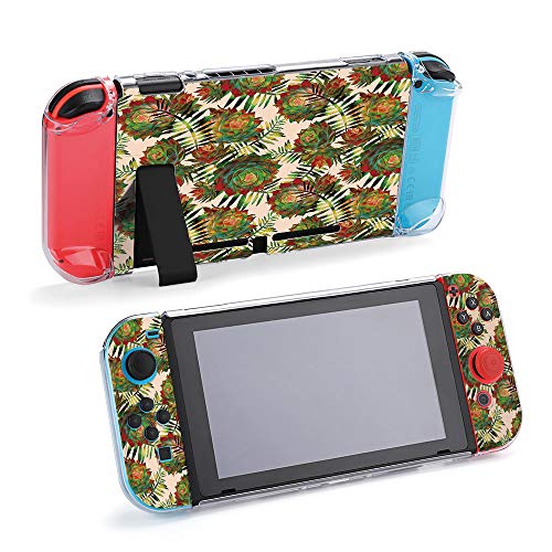 SUPNON Illustration of Cactus and Leaves,Artistic Compatible with Nintendo Switch Console & Joy-Con Protective Case, Durable Flexible Shock-Absorption Anti-Scratch Drop Design33459