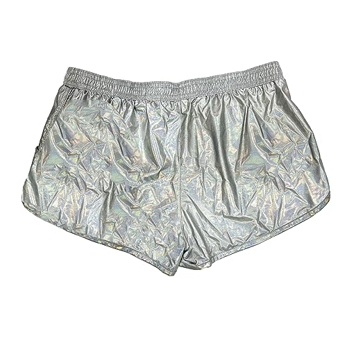 Men's Holographic Metallic Boxer Shorts Low Rise Sport Loose Lounge Swim Trunks Swimwear4