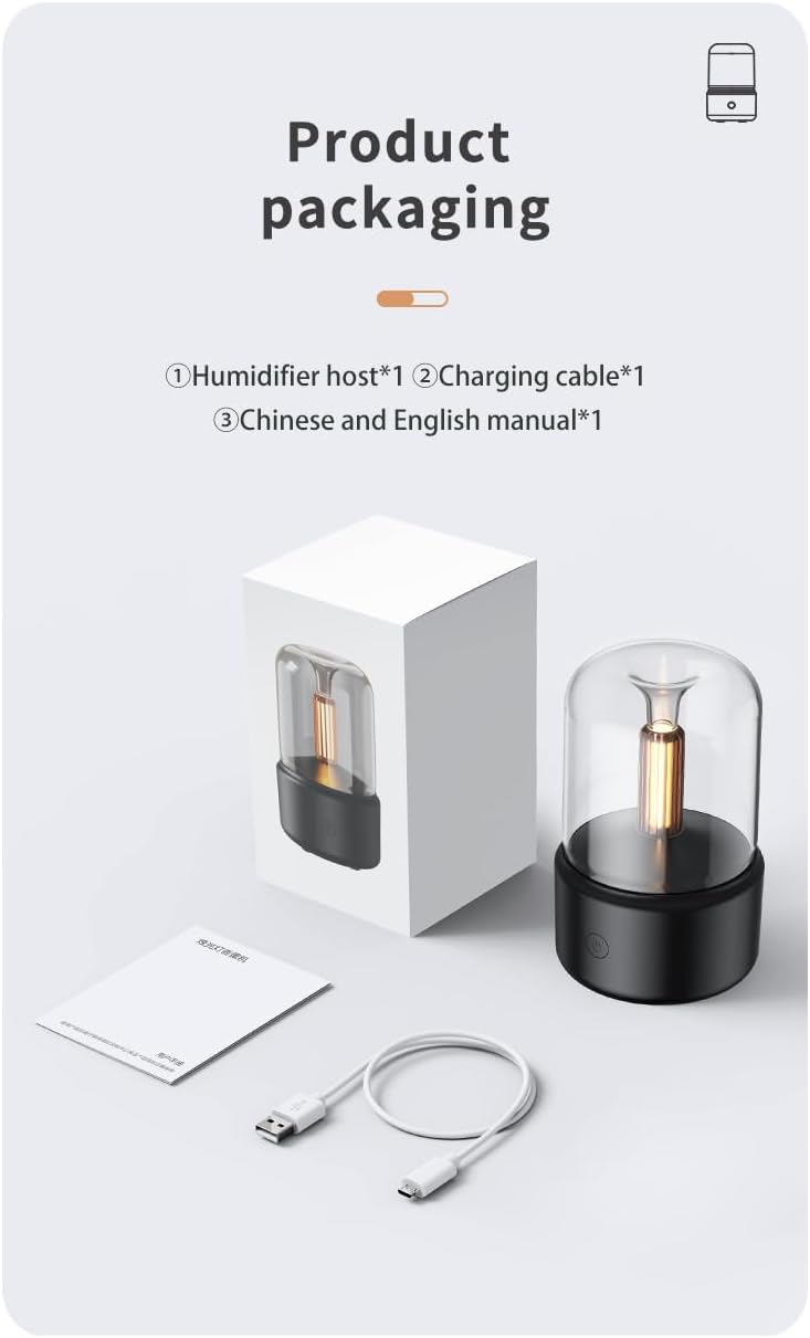 Candlelight Flame Air Diffuser,Portable Essential Oil Diffuser Noiseless 120ML Aroma Diffuser Waterless Auto-Off Protection for Spa Home Yoga Office Bedroom (Black)