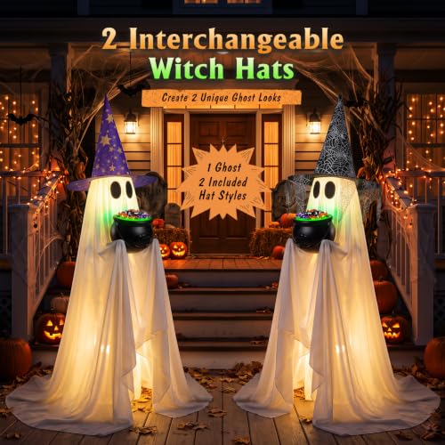 Halloween Candy Ghost Decor with Lighted Cauldron 53'' Large Ghost Decor DROPS TO - image 4