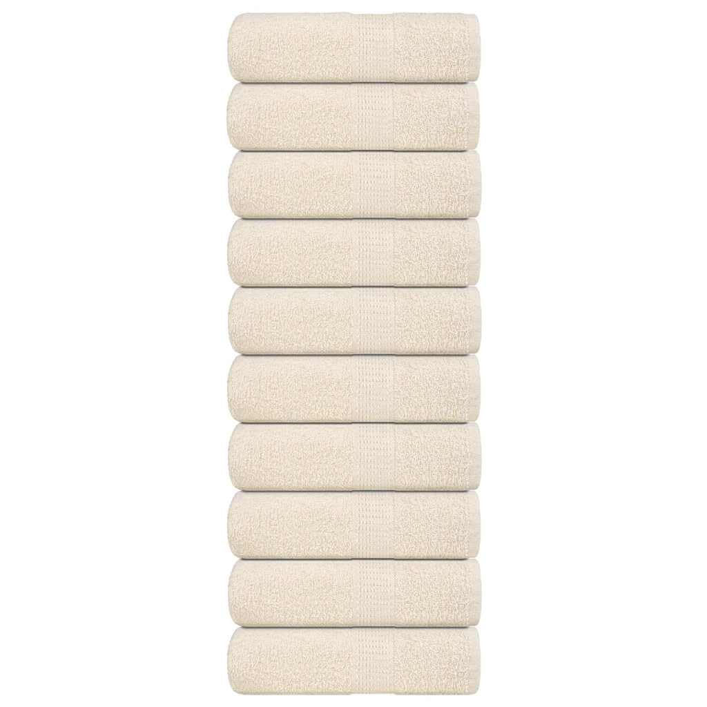 Ściereczki do mycia Frog 10 sztuk, kremowe, 30 x 30 cm, 360 g/m², 100% bawełna, chłonne, miękkie, puszyste z pętelką do zawieszenia, do łazienki, sauny, spa, wellness