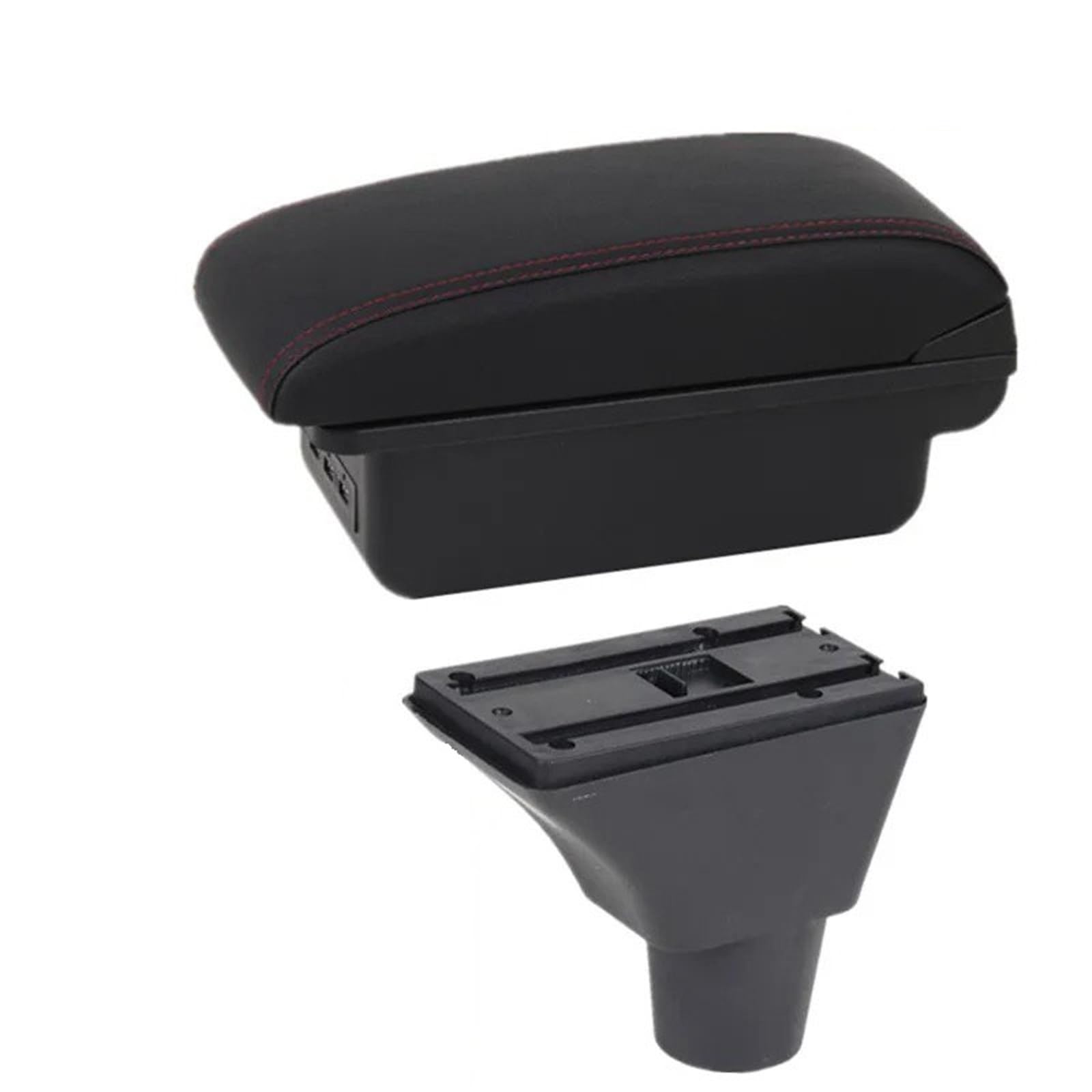 Hguvsjd Armrest Box For Fiat For Panda II 2 Center Console Storage Box USB Port Interior Dedicated Retrofit Accessories Car Armrests(B Black red 3USB)