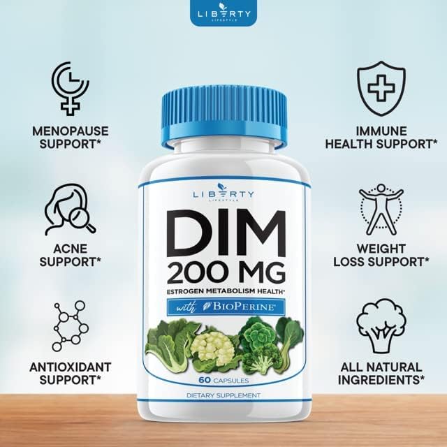 DIM Supplement 200mg - DIM Diindolylmethane Plus BioPerine - Estrogen Balance, Hormone Menopause Relief, Acne Treatment, Vegan - 120 Count - Image 6