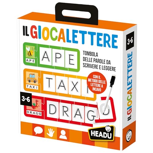 Headu - El Jugalettere - Tombola de Las Palabras para Escribir y Leer - Un Juego Educativo para niños de 3 a 6 años - Fabricado en Italia