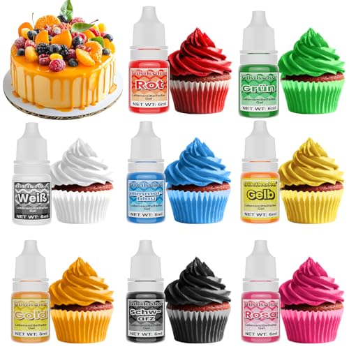 Gel colorante alimentario en 8 colores vivos, colorante alimentario, decoración de tartas, alta concentración, colorantes alimentarios para fondant, crema de mantequilla, pasteles, macarrones,