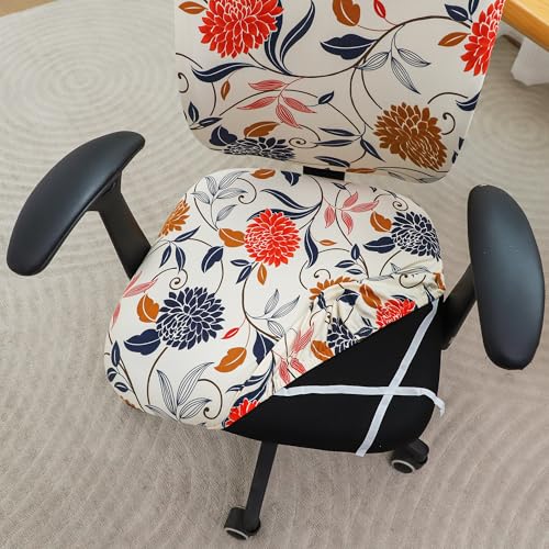 Image of FORCHEER Printed Desk Chair Cover, Stretch Office Chair Covers Two Piece for Split Office Chair Stretchable