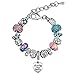 MANBARA Family Heart Dangle Bead Women's Bangle Bracelets