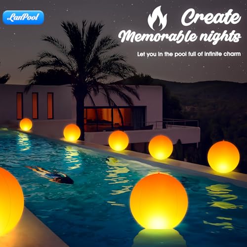 Floating Pool Lights,14" Flame Solar Pool Lights,Floating Glow Globe IP68 Waterproof, Solar Powered Swimming Pool Accessories, Large Floating Light Up Balls for Pool Pond Outdoor Decor-2PCS - Image 4