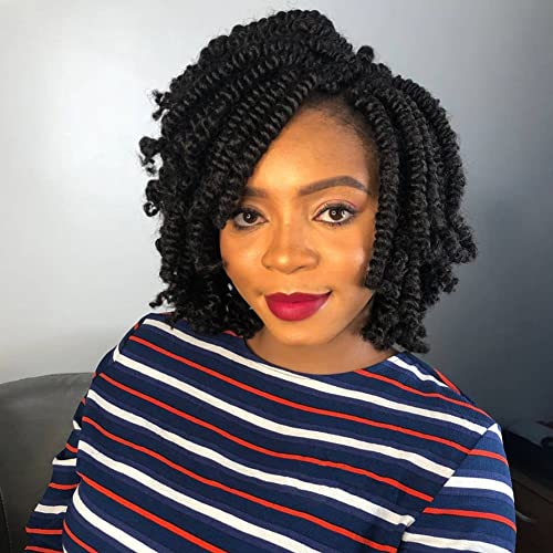 Niseyo Bob Spring Twist Crochet Hair 8 Inch 7 Packs Pre-twisted Spring Twist Hair Braids (8Inch,1B)