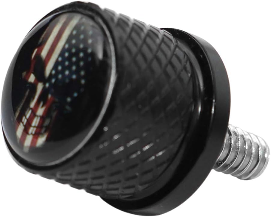 GUAIMI Stainless Knurled Fender Seat Bolt Screw 1/4"-20 Thread Compatible with Harley 1996-2020 Sportster Dyna Softail Touring CVO-American Skeleton-Black