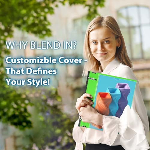 Image of WOT I 1.5 Inch Telescoping 3 Ring Binder 6 Pack, Expandable Flexible Binder with Customizable Front Cover & Clear Catalog Pocket, Holds 370 Sheets, Assorted Colors, School Office Supplies