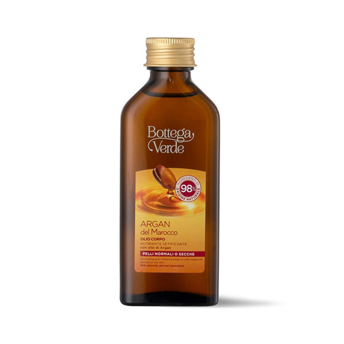 Bottega Verde Marokański olejek arganowy, 100 ml, odżywczy i zmiękczający, z czystym olejem arganowym, nawilżający do skóry normalnej i suchej, bez parabenów