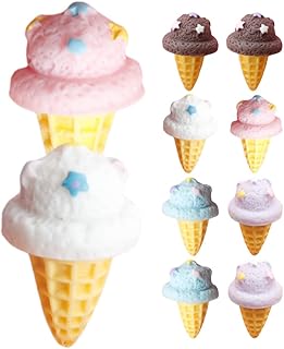 15Pcs Assorted Color Artificial Ice Cream Cone Props - Realistic Fake Ice Cream Models for Home Decoration Photography and Play