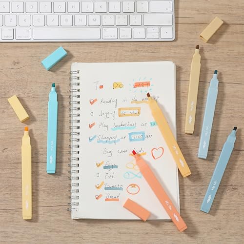 Image of Mr. Pen na aesthetic highlighters, 8 pcs, chisel tip, pastel colors, cute bible highlighters no bleeding