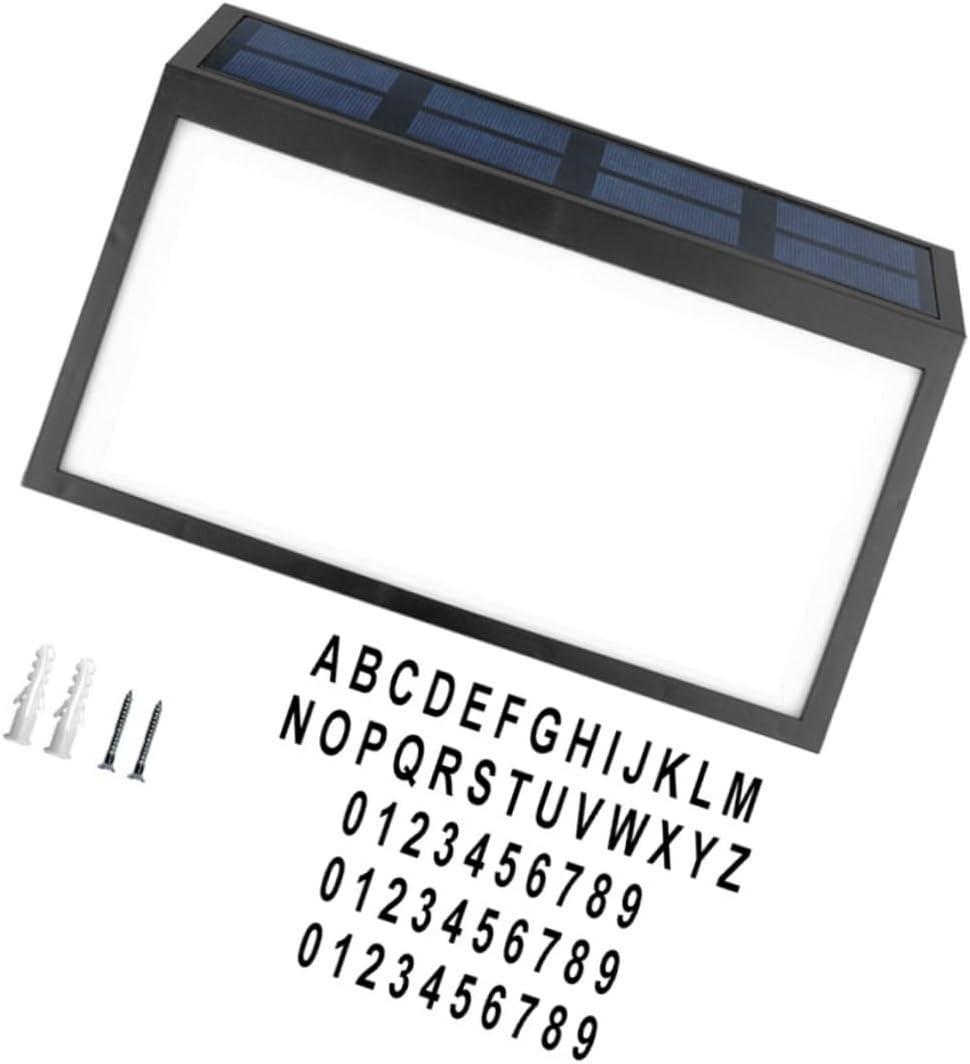 Didiseaon Solar Powered Outdoor Address Sign Light with Clear LED Numbers Weatherproof Abs Doorplate Lamp for Home Garden Energy Saving White Brightness