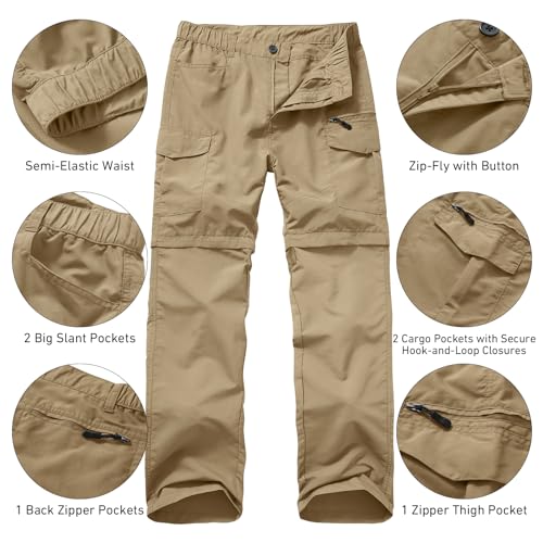 Mens Hiking Convertible Pants Quick Dry Zip Off Lightweight Cargo Fishing Work Pants Trousers with Belt4