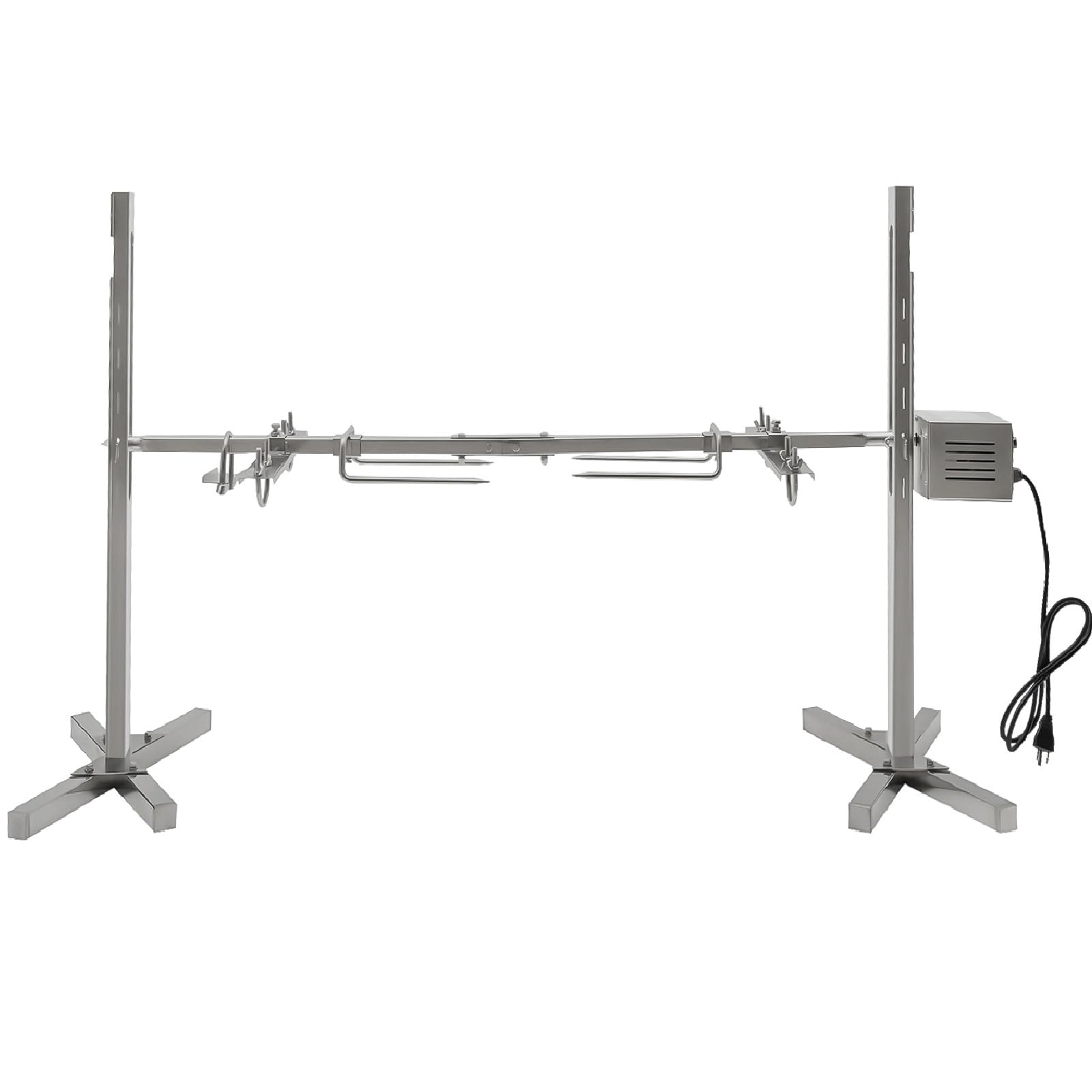 Ongniong Electric BBQ Grill Rotisserie Kit, 53 inch Lamb Spit Rotisserie, 88lbs Capacity Pig Lamb Spit Roaster Stand, Stainless Steel Rotating BBQ Charcoal Spit Rod for Outdoor Party Camping