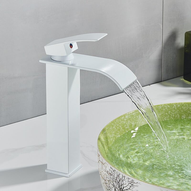 Mitigeur de lavabo blanc design monotrou pour eau chaude et froide