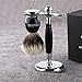 Anbbas Shaving Brush and Stand,Silvertip Badger Hair Brush Black Resin Alloy Handle with Stainless Steel Shaving Stand for Double Edge Safety Razor Straight Razor for Men