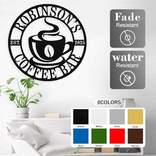 Image of Personalized Coffee Bar Metal Sign, Custom Coffee Signs, Custom Coffee Name Signs for Cafe Station, Coffee Wall Art Decor for Kitchen, Cafe Shop Decor, Cafe Lover Gift