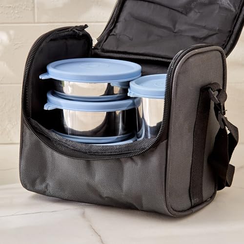 Image of Home Centre |Korobka Taze 4Pcs Stainless Steel Lunch Box with Bag|Food Storage|Storage and Containers|Lunch Box and Bags|Silver