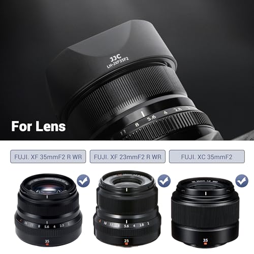 Image of JJC Lens Hood for Fuji XF 35mm F2 R WR, XF 23mm F2 R WR, XC 35mm F2 Lens | Bayonet, No Vignetting, Replaces Fujifilm LH-XF35-2 Lens Hood, Not Affect to Use 43mm Lens Filter and Lens Cap