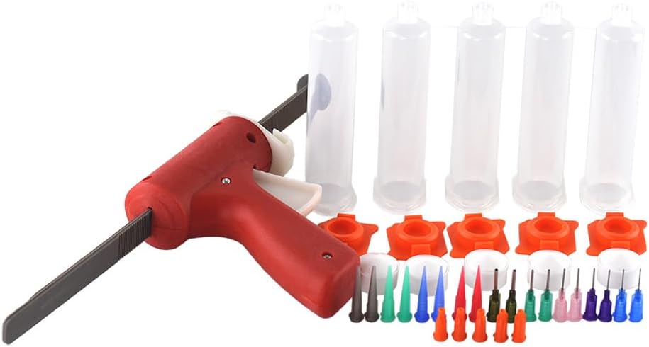 30ml Manual Syringe Gun Single Liquid Glue Gun and 30cc Cones 5Pcs and Dispensing Tips Silicone Glue Adhesive Bonding Extrusion Tool