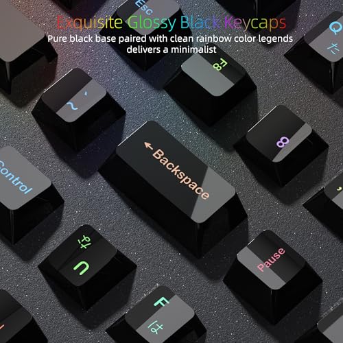 Image of Womier Black Keycaps for Mechanical Keyboard, Ceramic Style Keycaps Set | Glossy Cherry Profile Custom Key caps with Color Character for 60 75 100% Mechanical Keyboards with Cherry MX Switches