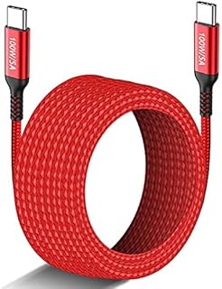10FT USB-C to USB-C Cable 100W, Type-C to Type-C Cable Fast PD Charger Braided Cord for MacBook Air,iMac,iPad Air/Pro, iPad Mini 6,Samsung Galaxy S22 S21 Note 20,Sony PS5,Pixel 6 Pro,OnePlus 9 Pro,Red