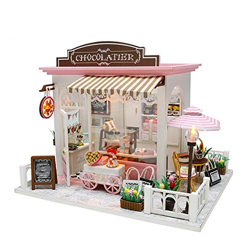 WYD 3D Puzzle Toy Doll House Wooden Furniture Kit with LED Lights