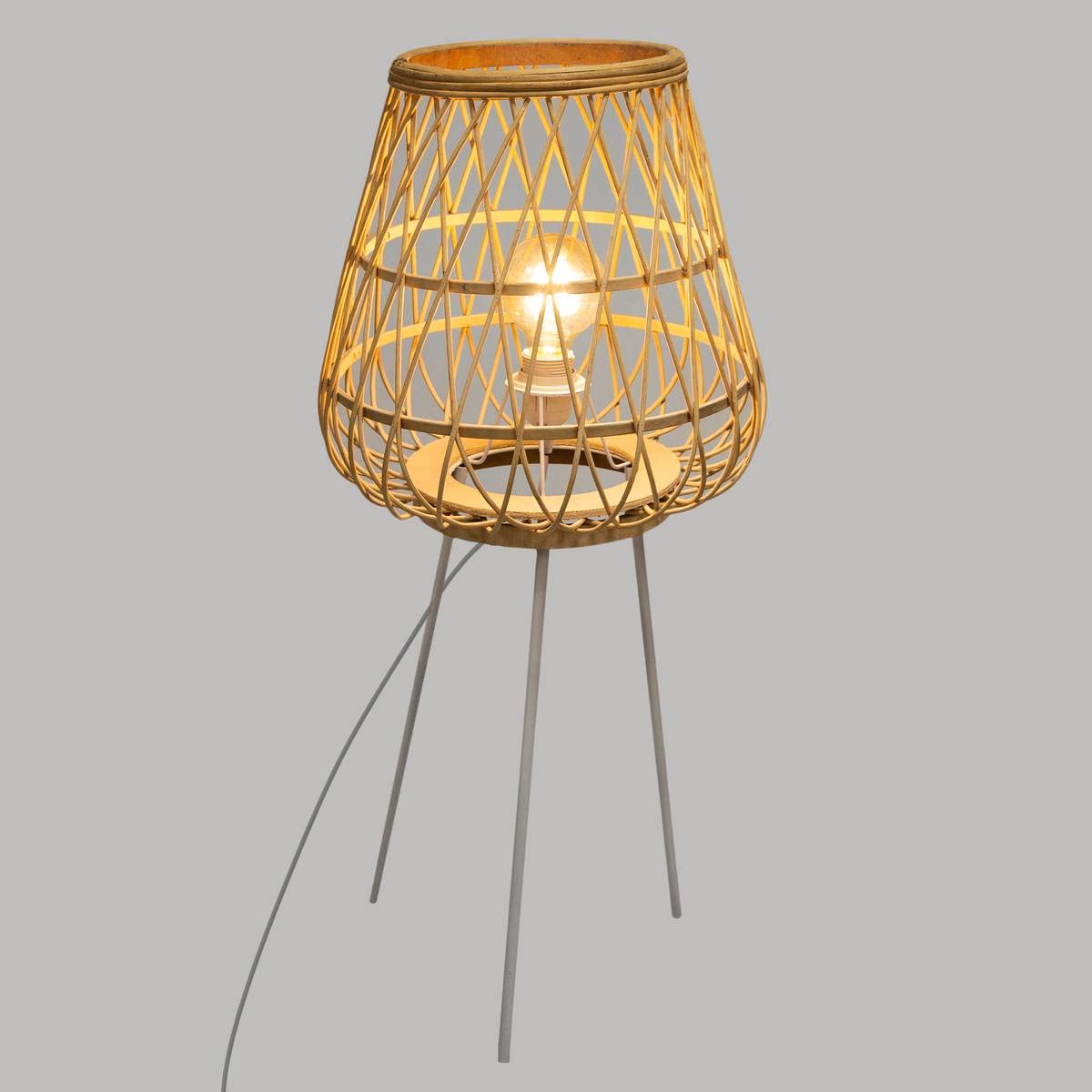 Atmosphera - Lampadaire Trépied en Bambou et Métal H 76 cm