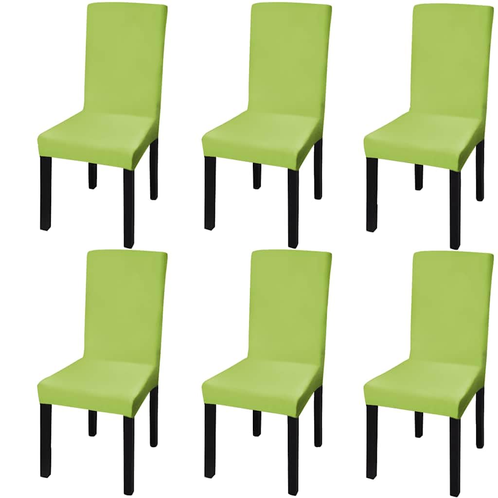 Juego de 6 fundas elásticas para silla de poliéster con elastano, elásticas, color verde, aptas para comedor, jardín, terraza, balcón, ocasiones formales, lavables y elásticas