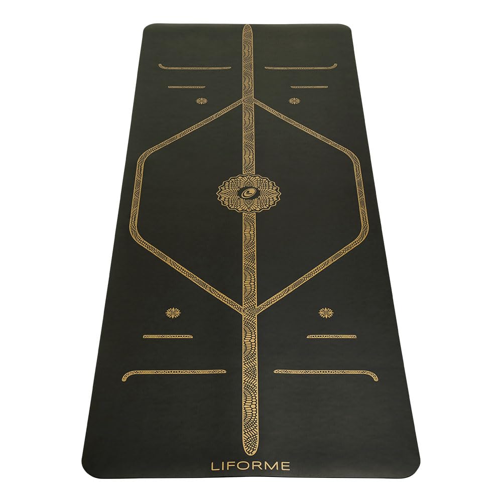 LIFORMEPrinted Yoga Mat Collection - Free Yoga Bag Included - Patented Alignment System, Warrior-like Grip, Non-Slip, Eco-friendly, Sweat-resistant, Long, Wide and Thick for Comfort