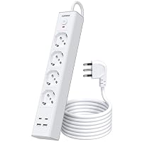TOPREK Ciabatta Multipresa Elettrica con 4 Prese e 2 USB A 2 USB C