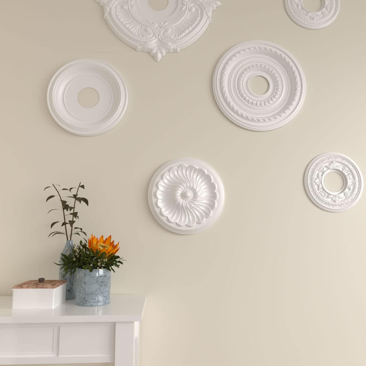 Ekena Millwork Flower Spiral Ceiling Medallion, NA