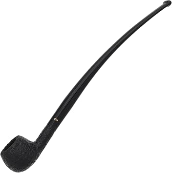 Savinelli Pipes Churchwarden Collection Black Briar Wood Pipe 313 | Handmade Extra Long Vintage Design, Handmade in Italy, Rusticated Finish, Bent Apple, 3mm